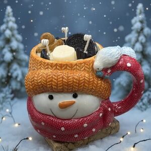 Festive Snowman Dessert Candle Mug Handmade Gifts 18 oz Scented Candle